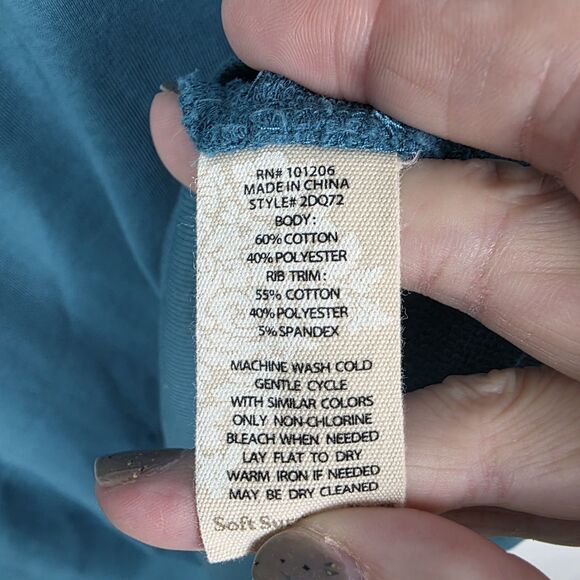 Soft Surroundings Winifred Pullover Blue French Terry Sweater Tunic Top Size Med - Picture 5 of 7